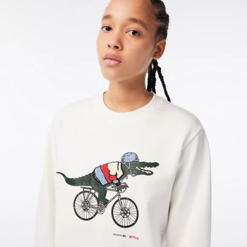 Lacoste Sweatshirts>Damen X Netflix Sweatshirt Aus Bio-Baumwollfleece Weis 70V