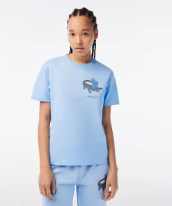 Lacoste T-Shirts>Damen X Netflix T-Shirt Aus Bio-Baumwolljersey Pastellblau Hbp