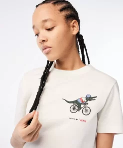 Lacoste T-Shirts>Damen X Netflix T-Shirt Aus Bio-Baumwolljersey Weis 70V