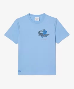 Lacoste T-Shirts>Damen X Netflix T-Shirt Aus Bio-Baumwolljersey Pastellblau Hbp