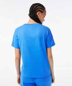 Lacoste T-Shirts>Damen X Netflix T-Shirt Aus Bio-Baumwolljersey Atherisches Blau L99