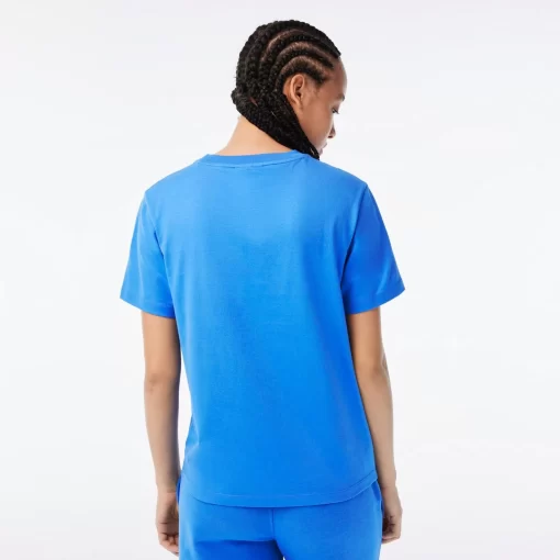 Lacoste T-Shirts>Damen X Netflix T-Shirt Aus Bio-Baumwolljersey Atherisches Blau L99