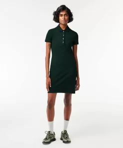 Lacoste Kleider & Röcke>Damen Polokleid Aus Stretch-Baumwoll-Pique Sinople Grun Yzp