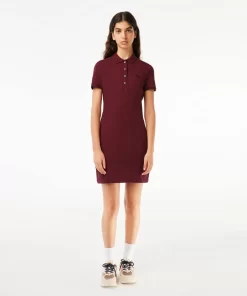 Lacoste Kleider & Röcke>Damen Polokleid Aus Stretch-Baumwoll-Pique Burgunder Yup