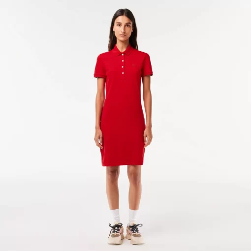 Lacoste Kleider & Röcke>Damen Polokleid Aus Stretch-Baumwoll-Pique Rot 240