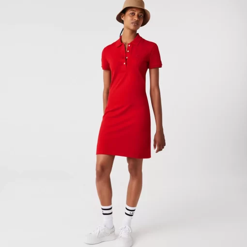 Lacoste Kleider & Röcke>Damen Polokleid Aus Stretch-Baumwoll-Pique Rot 240