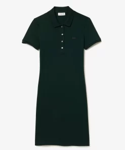 Lacoste Kleider & Röcke>Damen Polokleid Aus Stretch-Baumwoll-Pique Sinople Grun Yzp