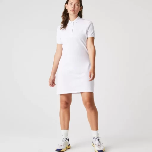 Lacoste Kleider & Röcke>Damen Polokleid Aus Stretch-Baumwoll-Pique Weis 001