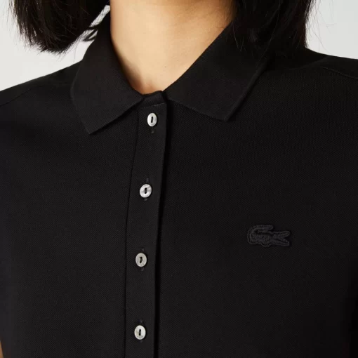 Lacoste Kleider & Röcke>Damen Polokleid Aus Stretch-Baumwoll-Pique Schwarz 031