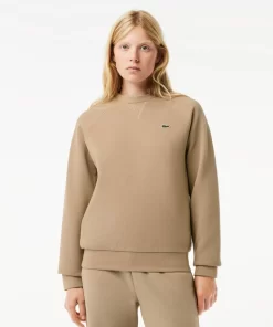 Lacoste Sweatshirts>Damen Rundhals-Sweatshirt Aus Zweiseitigem Pique Beige Cb8