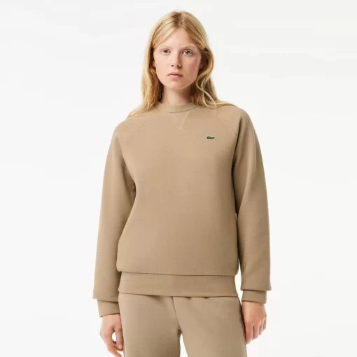 Lacoste Sweatshirts>Damen Rundhals-Sweatshirt Aus Zweiseitigem Pique Beige Cb8