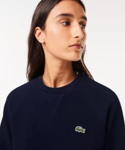 Lacoste Sweatshirts>Damen Rundhals-Sweatshirt Aus Zweiseitigem Pique Navy Blau 166