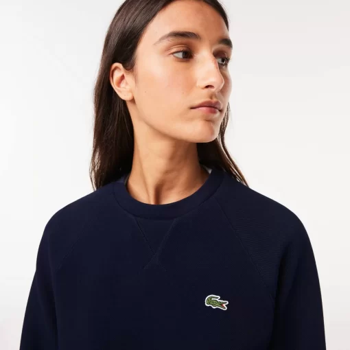 Lacoste Sweatshirts>Damen Rundhals-Sweatshirt Aus Zweiseitigem Pique Navy Blau 166