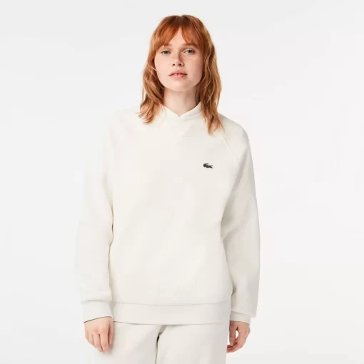 Lacoste Sweatshirts>Damen Rundhals-Sweatshirt Aus Zweiseitigem Pique Weis 70V