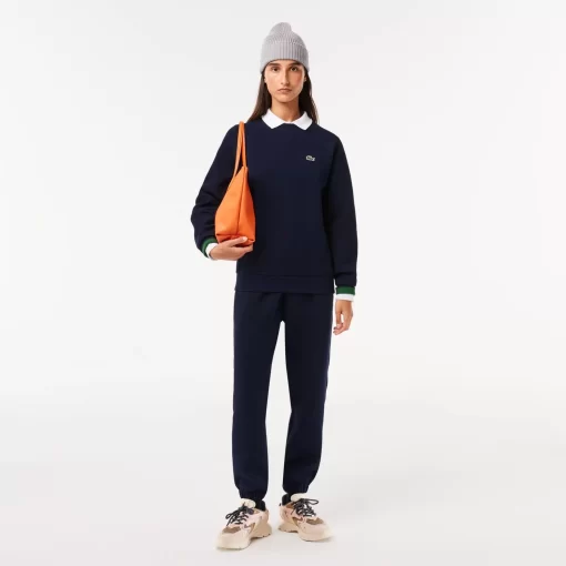 Lacoste Sweatshirts>Damen Rundhals-Sweatshirt Aus Zweiseitigem Pique Navy Blau 166