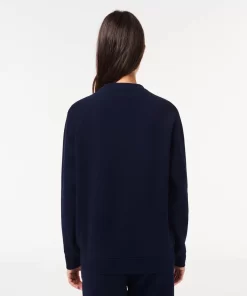 Lacoste Sweatshirts>Damen Rundhals-Sweatshirt Aus Zweiseitigem Pique Navy Blau 166