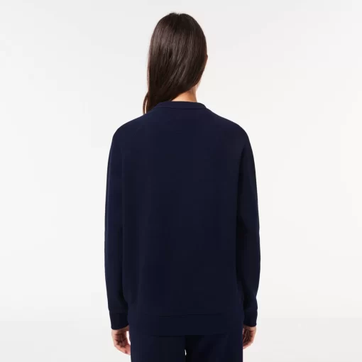 Lacoste Sweatshirts>Damen Rundhals-Sweatshirt Aus Zweiseitigem Pique Navy Blau 166