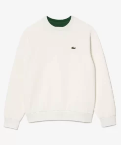 Lacoste Sweatshirts>Damen Rundhals-Sweatshirt Aus Zweiseitigem Pique Weis 70V