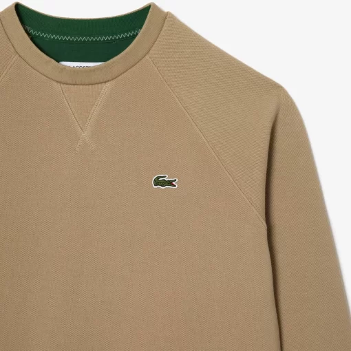 Lacoste Sweatshirts>Damen Rundhals-Sweatshirt Aus Zweiseitigem Pique Beige Cb8