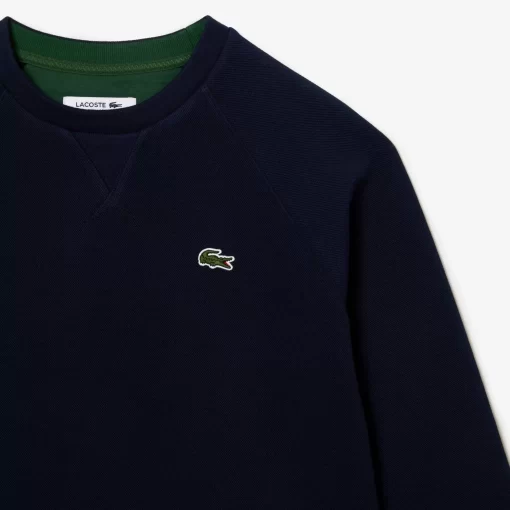 Lacoste Sweatshirts>Damen Rundhals-Sweatshirt Aus Zweiseitigem Pique Navy Blau 166