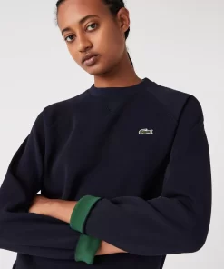 Lacoste Sweatshirts>Damen Rundhals-Sweatshirt Aus Zweiseitigem Pique Navy Blau 166