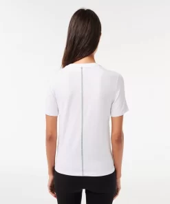 Lacoste T-Shirts>Damen Slim Fit T-Shirt Mit Rundhals Aus Baumwollmischung Weis 001