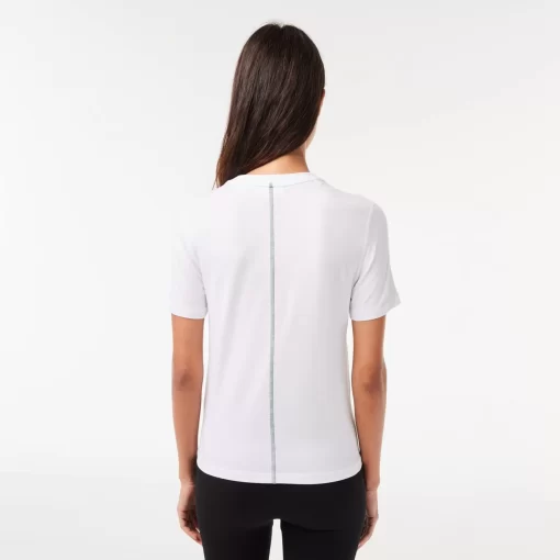 Lacoste T-Shirts>Damen Slim Fit T-Shirt Mit Rundhals Aus Baumwollmischung Weis 001