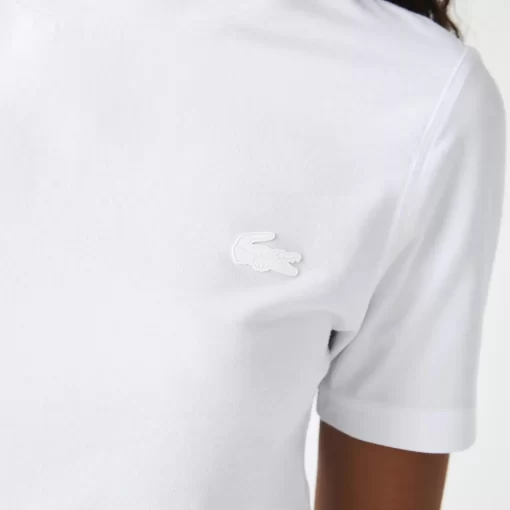 Lacoste T-Shirts>Damen Slim Fit T-Shirt Mit Rundhals Aus Baumwollmischung Weis 001