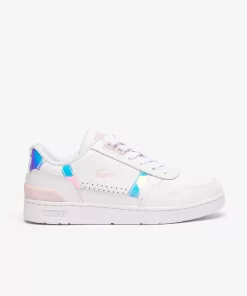 Lacoste Sneakers>Damen Sneaker T-Clip Mit Pastell-Akzenten Aus Leder White/Light Pink 1Y9