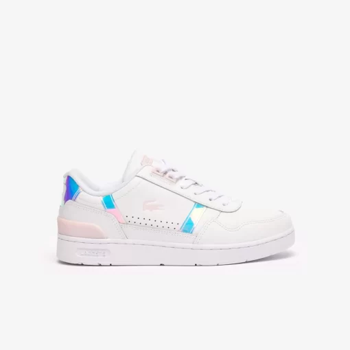 Lacoste Sneakers>Damen Sneaker T-Clip Mit Pastell-Akzenten Aus Leder White/Light Pink 1Y9