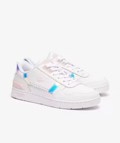 Lacoste Sneakers>Damen Sneaker T-Clip Mit Pastell-Akzenten Aus Leder White/Light Pink 1Y9