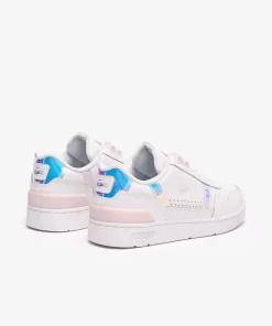 Lacoste Sneakers>Damen Sneaker T-Clip Mit Pastell-Akzenten Aus Leder White/Light Pink 1Y9