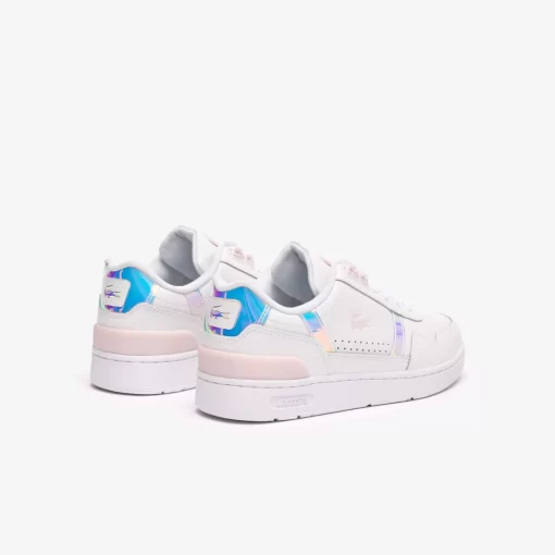 Lacoste Sneakers>Damen Sneaker T-Clip Mit Pastell-Akzenten Aus Leder White/Light Pink 1Y9