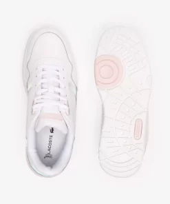 Lacoste Sneakers>Damen Sneaker T-Clip Mit Pastell-Akzenten Aus Leder White/Light Pink 1Y9