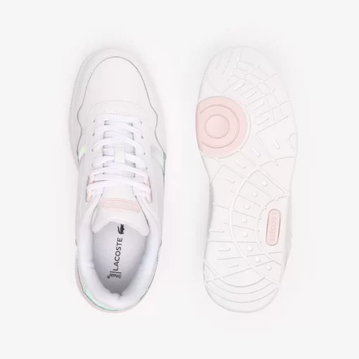 Lacoste Sneakers>Damen Sneaker T-Clip Mit Pastell-Akzenten Aus Leder White/Light Pink 1Y9