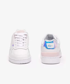 Lacoste Sneakers>Damen Sneaker T-Clip Mit Pastell-Akzenten Aus Leder White/Light Pink 1Y9