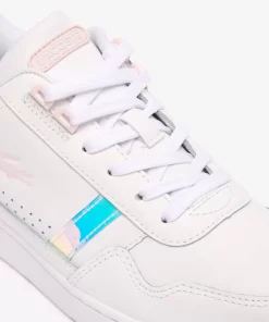 Lacoste Sneakers>Damen Sneaker T-Clip Mit Pastell-Akzenten Aus Leder White/Light Pink 1Y9