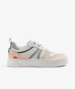 Lacoste Sneakers>Damen Sneakers L002 Aus Leder Und Mesh Wht/Lt Grey 14X