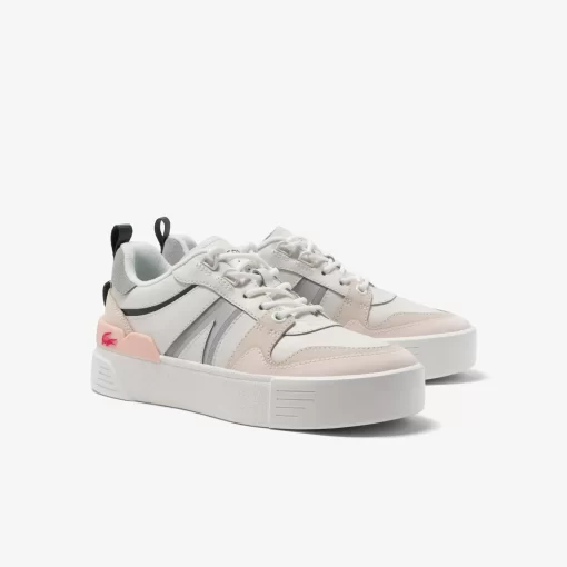 Lacoste Sneakers>Damen Sneakers L002 Aus Leder Und Mesh Wht/Lt Grey 14X