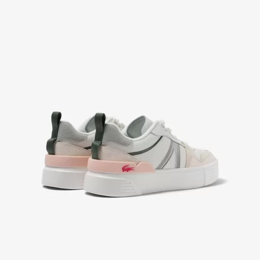 Lacoste Sneakers>Damen Sneakers L002 Aus Leder Und Mesh Wht/Lt Grey 14X