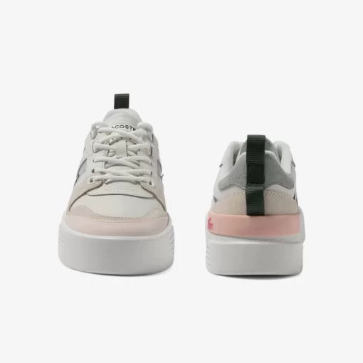 Lacoste Sneakers>Damen Sneakers L002 Aus Leder Und Mesh Wht/Lt Grey 14X