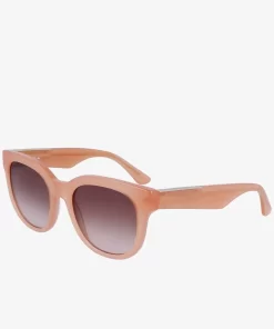 Lacoste Sonnenbrillen>Damen Sonnenbrille Oval Aus Acetat Mit Croco-Haut Rose 662