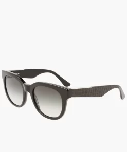 Lacoste Sonnenbrillen>Damen Sonnenbrille Oval Aus Acetat Mit Croco-Haut Black / Blue / Black 001