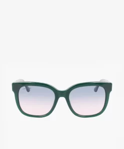 Lacoste Sonnenbrillen>Damen Sonnenbrille Rechteckig Aus Acetat Mit Croco-Haut Green 300