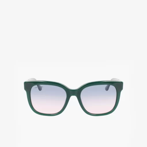 Lacoste Sonnenbrillen>Damen Sonnenbrille Rechteckig Aus Acetat Mit Croco-Haut Green 300