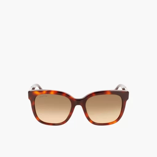 Lacoste Sonnenbrillen>Damen Sonnenbrille Rechteckig Aus Acetat Mit Croco-Haut Matte Havana 230