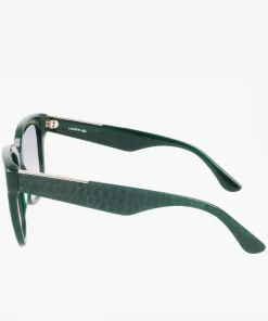 Lacoste Sonnenbrillen>Damen Sonnenbrille Rechteckig Aus Acetat Mit Croco-Haut Green 300