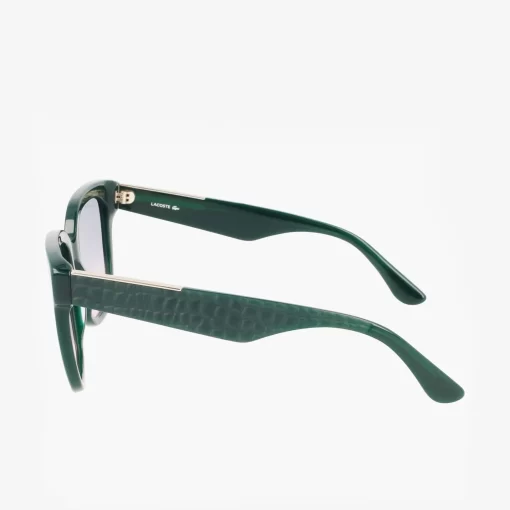 Lacoste Sonnenbrillen>Damen Sonnenbrille Rechteckig Aus Acetat Mit Croco-Haut Green 300