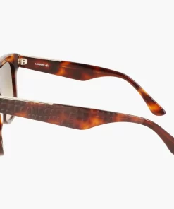 Lacoste Sonnenbrillen>Damen Sonnenbrille Rechteckig Aus Acetat Mit Croco-Haut Matte Havana 230