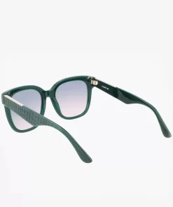 Lacoste Sonnenbrillen>Damen Sonnenbrille Rechteckig Aus Acetat Mit Croco-Haut Green 300